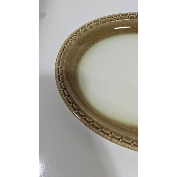 Syracuse China Oval Serving Plate Platter White Brown Rim Restaurant Ware USA - Picture 2 of 8